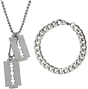 COSMO DUST Men Alloy Blade Lockets Chain with Stainless Steel Trendy Bracelet (Combo) | SC-035-C