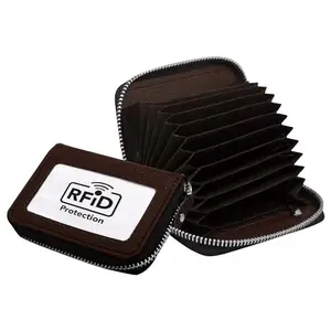 GREEN DRAGONFLY® Leatherite RFID Protected Coffee Brown Card Holder/ID Holder/Wallet for Men and Women