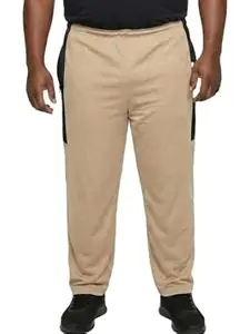 Bigbanana Men Plus Size Beige Colorblock Trackpant