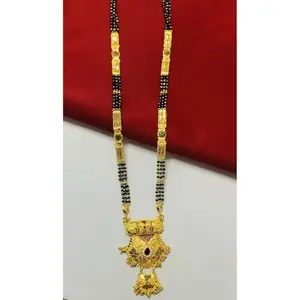 Generic Gold Brass Single Strand Mangalsutra for Women | Cubic Zirconia/American Diamond | 24 in | 24 in_Mang_s_bikd5