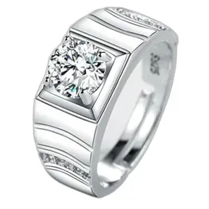 ExclusiveSterlingSilverAmericanDiamondSolitaireAdjustableRingForMenBoy(HC300-M-Ring-5003-Silver)
