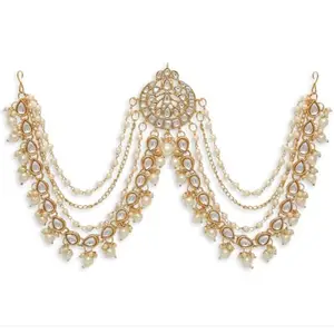 OOMPH Jewellery Gold Tone Ethnic Sheeshphool-Kundan Jadau Floral Design for Women & Girls Stylish Latest (DST4_O)