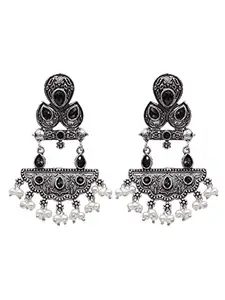 Crunchy Fashion Bollywood Indian Traditional Wedding Western Oxidized Silver Dangler Earring for women/girls