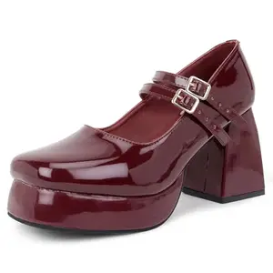 TRASE Women High Heels Sandals with Dual Adjustable Buckles & Closed Back (Cherry, 2 UK)