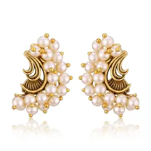 VFJ VIGHNAHARTA FASHION JEWELLERY Vighnaharta Elegant Twinkling Beautiful Pearls moti Gold Stud Earring for Women and Girls[VFJ2299ERG]