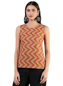 Pinkmint Women’s Printed Sleeveless Top for Women & Girls | Pure Cambric Cotton Fabric | Regular Fit | Soft, Breathable| Ideal for Casual, Daily, Office & Summer Wear (Available in Plus Size)