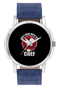 BIGOWL Wrist Watch for Men - Don't Mess with The Chef - Analog Men's and Boy's Unique Quartz Leather Band Round Designer dial Watch