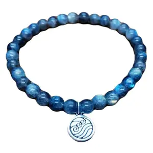 RRJEWELZ Unisex Bracelet 8mm Natural Gemstone Labradorite Round shape Smooth cut beads 7 inch stretchable bracelet for men & women. | STBR_04624