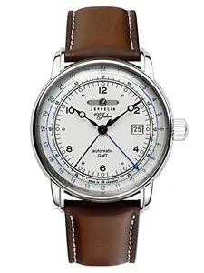 Zeppelin Leather 100 Years Ed. 1 Date|Dual Time|Gmt Analog Dial Color Silver Men'S Watch - 86661