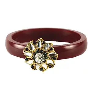 MAYA FASHION Maroon Stone Acrylic-Brass Bangle With Very Extra Large Size Elegant Extra Large Size Bangle | Perfect Fit for Plus Size banglesTrendy and Comfortable Fit for woman and girls | (Sku-ban1465)