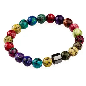 THE MEN THING AZURITE NORTHERN LIGHT - Beads Bracelet with Natural Stone - 7 inch Stretch Bracelet