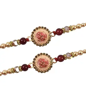 Partunay Set Of 2 Rose Gold Metal Rakhi Set For Brother Bhaiya Bhai Rakhi Gift For Brother