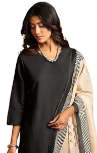 DRESOUL Women's Cotton Printed Straight Kurta and Pant with Dupatta Set