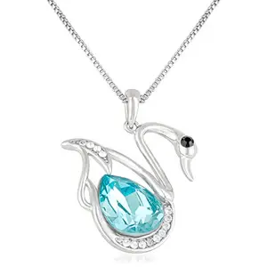 Mahi Rhodium Plated Exquisite Made with Swarovski Crystal Duck Shaped Pendant for Girls and Women NL1104354RC