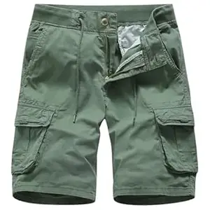 L'MONTE Imported Men's Cotton Cargo Shorts - Casual Outdoor Wear with Elastic Drawstring Waist and Multi Pockets