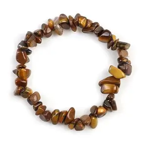 ASTROGHAR Natural Tiger eye Chip Stretch crystals bracelet for Men And Women