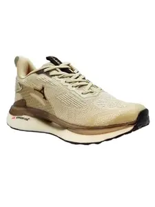 ABROS Antonio-On Running Sports Shoes Breathable Upper Fly-Knit with Hyperfused Sole Memory Foam Insole Casual Walking & Gym Shoes for Mens(Cream/Beige 8)