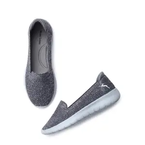 Marc Loire Women's Athleisure Lightweight Active Wear Knitted Mesh Slip on Comfortable Casual Flat Ballerina Shoes (Grey 01, 3)