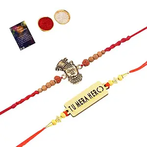 Bhaiya Rakhi " Tu Mera Hero" Deginer Pendant Rakhi Combo For Bhaiya With Roli Chawal And Greeting Card -1248