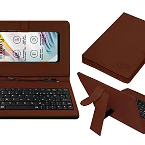 Acm Keyboard Case Compatible with Moto G40 Fusion Mobile Flip Cover Stand Direct Plug & Play Device for Study & Gaming Brown