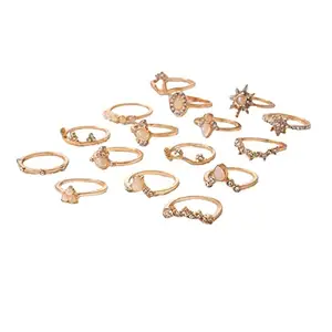 Jewels Galaxy Jewellery For Women Set of 16 Contemporary Gold-Plated Finger Rings (JG-PC-RNGH-2719)
