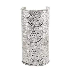 TEEJH Jiza Silver Oxidised Cuff Bracelet