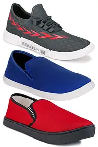 Axter Axter Multicolor Men's Casual Sports Running Shoes 8 UK (Set of 3 Pair) (3)-9285-1125-1140