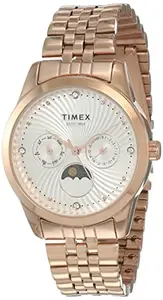 TIMEX Analogue Women's Watch (Blue Dial Rose Gold Colored Strap)