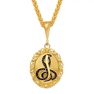 DULCI Goga Maharaj Snake Naag Dev Mikakari Gold Plated Brass Pendant With Chain Locket Fashion Jewelry