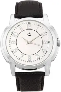 Wizard Times Men’s Watch, Black Leather Strap, Silver Dial, Formal & Casual Wear, Water Resistant Watch, Analog Boys Watch, Gift Watch for Men