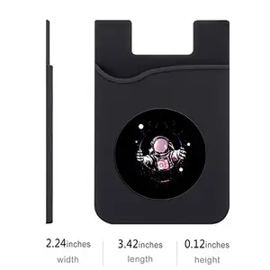 Plan To Gift Set of 3 Cell Phone Card Wallet, Silicone Phone Card Id Cash Wallet with 3M Adhesive Stick-on Spaceman Watching Printed Designer Mobile Wallet for Your Phone & Tablet