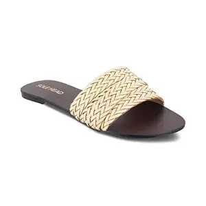 SOLE HEAD Beige Flats Slide Sandal for Women