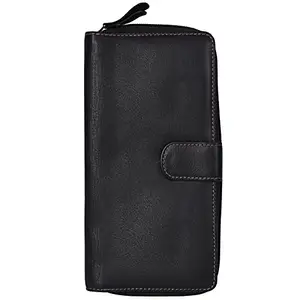 Leatherman Fashion Women Black Genuine Leather Wallet (6 Card Slots)