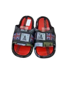 Men's Sliders Comfortable Light Weight Indoor Outdoor Synthetic Slippers (Black, 6) (75)