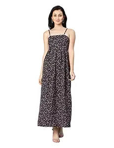 oxolloxo Women Polyester A-Line None Floral Black Party Dress