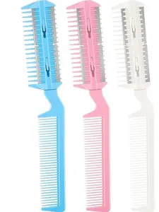 AKADO Razor Comb, Hair Cutter Comb Cutting Scissors, Double Edge Razor, Hair Thinning Comb Slim Haircuts Cutting Tool (Multicolor, Pack of 1)