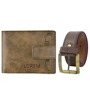 LOREM Mens Combo of Artificial Leather Wallet & Belt FZ-WL23-BL02