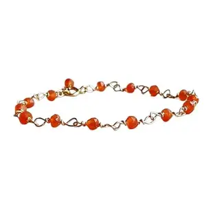 RRJEWELZ Carnelian Bracelet for Men & Women – 3.5mm Round Faceted Orange Beads – 7 inch with Silver Plated Clasp – Healing, Fashion, Gift, Spiritual, Yoga|LCBR_RR_01833