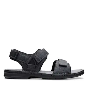 Clarks Men's Malone Shore Blk Tumbled Lea Sandal-7 Kids UK (26139872)