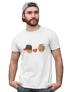 Bag It Deals Rabbit-Teeth Couple Emoji T-Shirt (White) - Clothes for Emoji Lovers - Suitable for Fun Events - Foremost Gifting Material for Your Friends and Close Ones