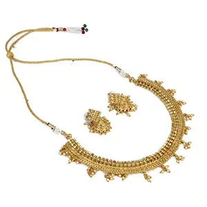 Shashwani Traditional Copper Gold Plated Necklace, Bollywood Inspired and Elegant-PID28679