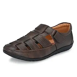 Centrino Fisherman Sandal for Men | Soft Cushioned Insole for All-Day Comfort | Durable Design with Adjustable Straps | Perfect for Outdoor, Casual & Summer Wear 6407-2_Brown_9