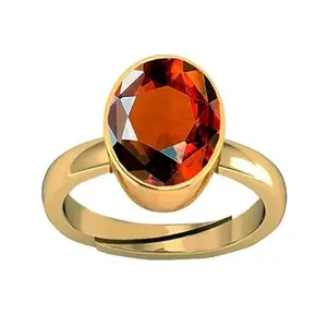 JEMSPRIME 6.25 Ratti 5.55 Carat Carat Certified AA++ Natural Gemstone Gomed Hessonite Stone Panchdhaatu Adjustable Ring Gold Plated Ring