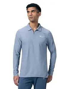 TECHNOSPORT Men Polyester Slim Fit Full Sleeve Solid Polo T-Shirt for Gym, Workout, Sports and Regular Use with SPF50+ and Quick Dry