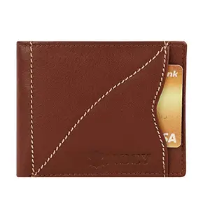 Mocy Pure Brown Leather Bi-fold Wallet for Men