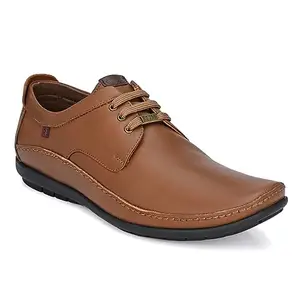 egoss Stretch Premium Genuine Leather Derby Formal Shoes for Men (Tan-7)-GS-247