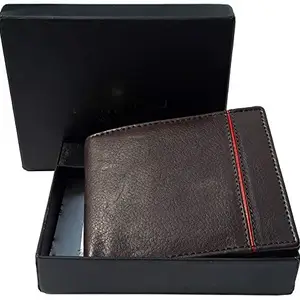Men Brown Genuine Leather RFID Wallet 3 Card Slot 2 Note Compartment Saiqa3047