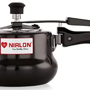 NIRLON Induction and Gas Compatible Hard Anodised Handi Shape Inner Lid Aluminium Pressure Cooker, 3 Litre