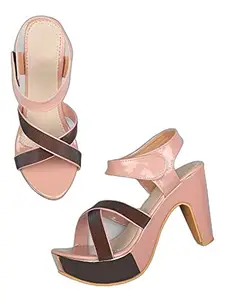 WalkTrendy Womens Synthetic Pink Sandals With Heels - 5 UK (Wtwhs438_Pink_38)