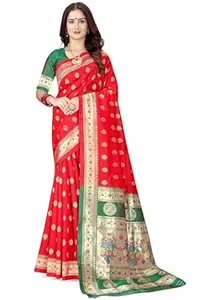 Shasmi Women's Banarasi Saree Pure Paithani Kanjivaram Silk Soft new ladies 2026 Design Wear Sarees Latest Cotton Party Sari collections With Blouse Piece for Wedding sadi (PARI-201)